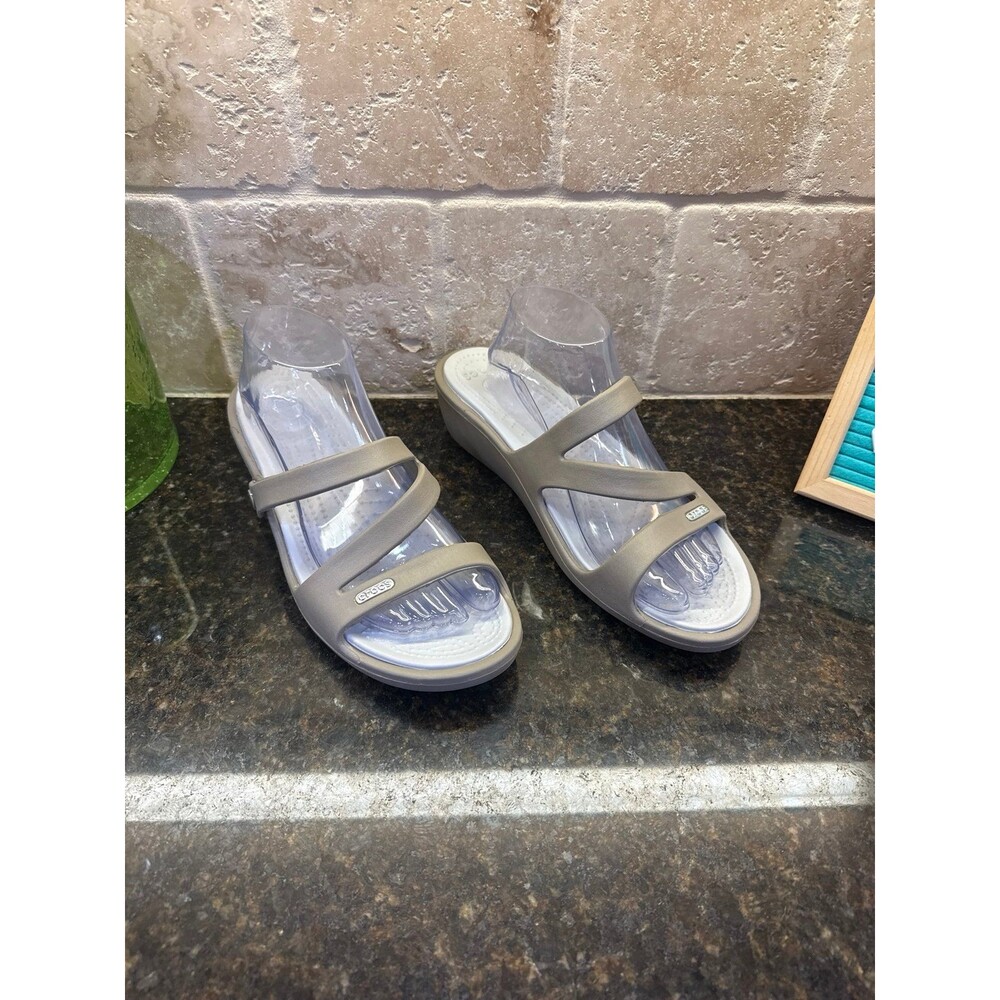Crocs Patricia Wedge Sandals Khaki Size 10 NWT